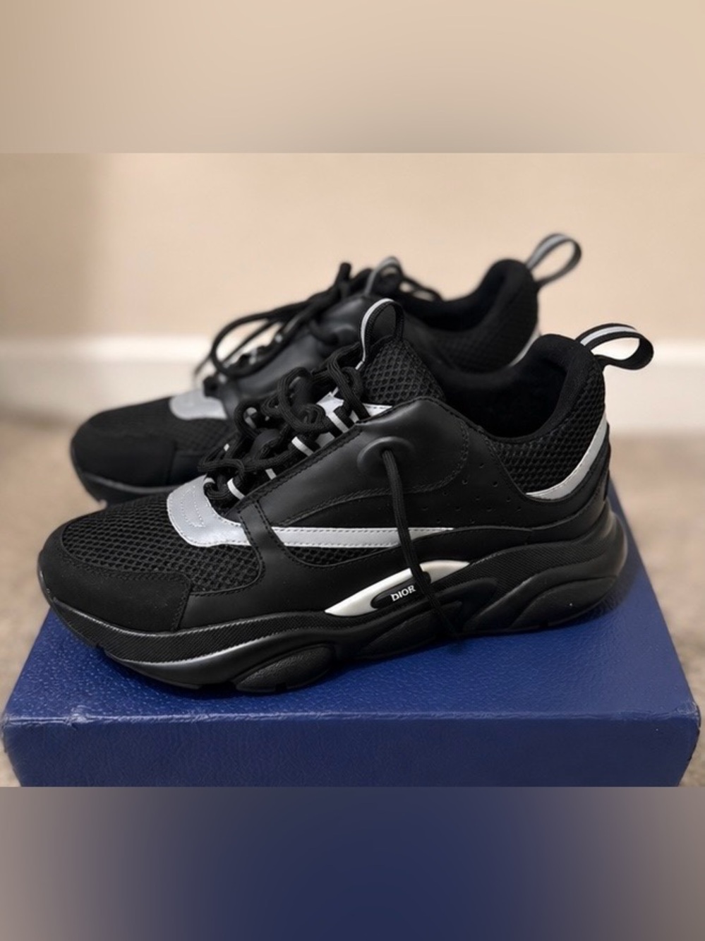 Black & Silver Chunky Sneaker with Lace-Up Closure